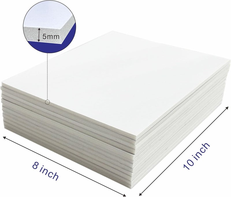 ZJCEASER 12 Pack Foam Core Board, 8 x 10 White Poster Board, 3/16" Thickness Sign Board Craft Foam Sheet for Signboards, School Projects, University Displays, College Events, Arts & Crafts, Framing - Image 2